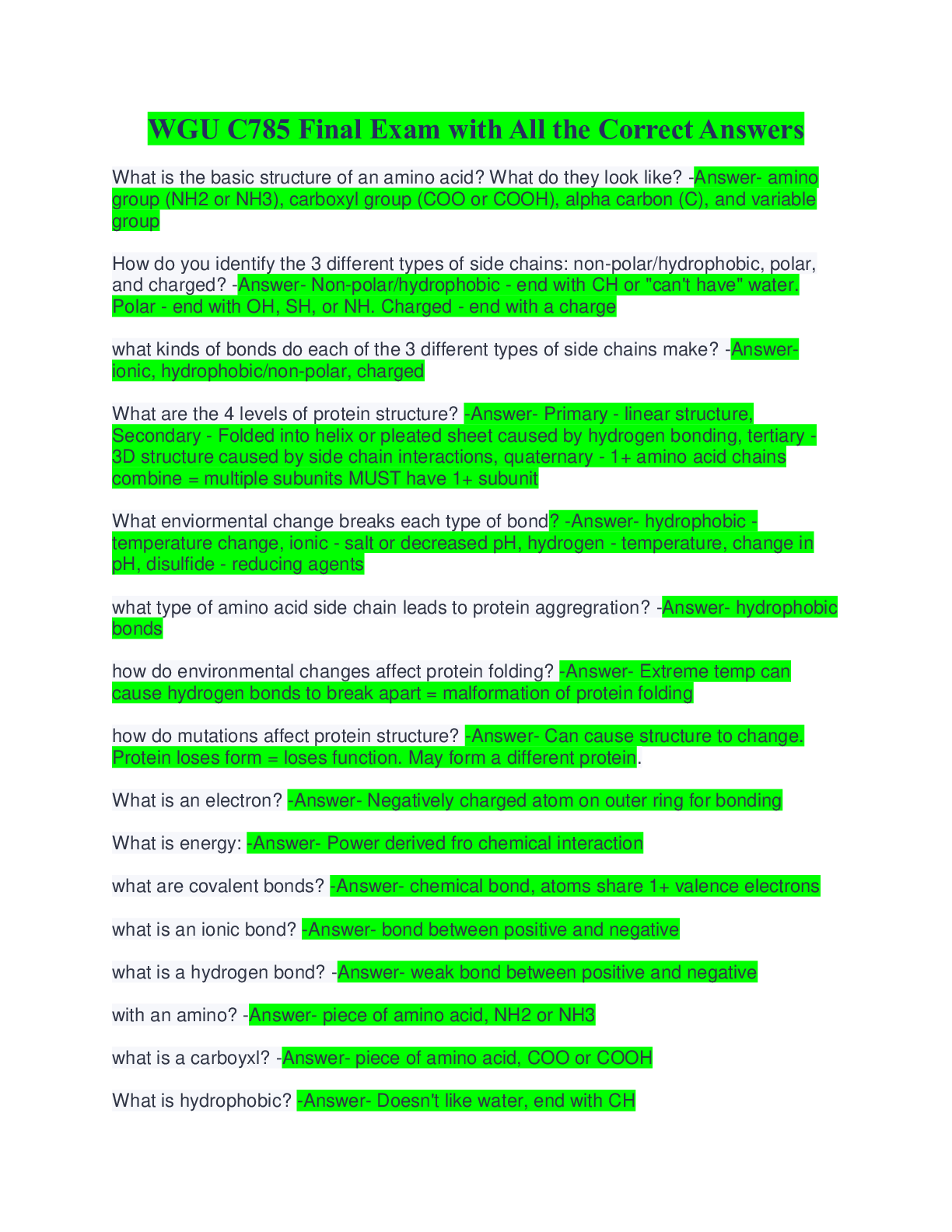 Preview image for WGU C785 Final Exam with All the Correct Answers